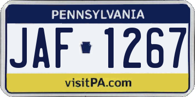 PA license plate JAF1267