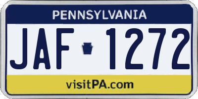 PA license plate JAF1272