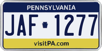 PA license plate JAF1277