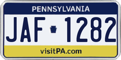 PA license plate JAF1282