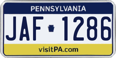 PA license plate JAF1286