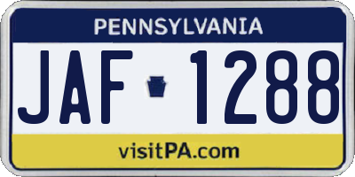 PA license plate JAF1288