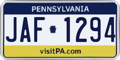 PA license plate JAF1294