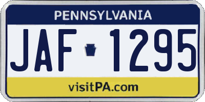 PA license plate JAF1295