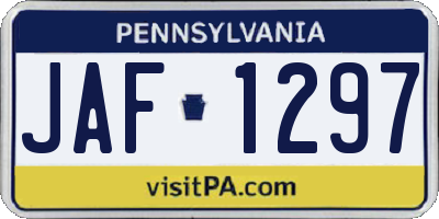 PA license plate JAF1297