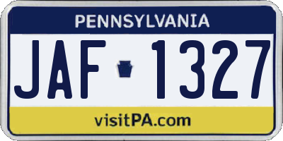 PA license plate JAF1327