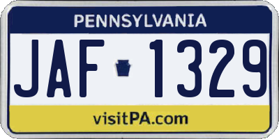 PA license plate JAF1329