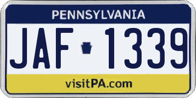 PA license plate JAF1339