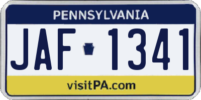 PA license plate JAF1341