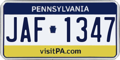 PA license plate JAF1347