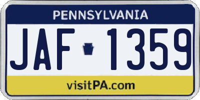 PA license plate JAF1359