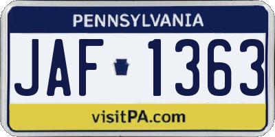 PA license plate JAF1363