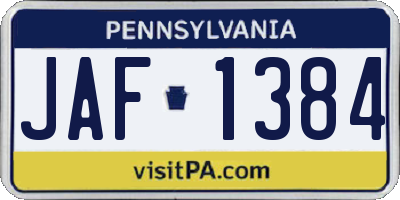 PA license plate JAF1384