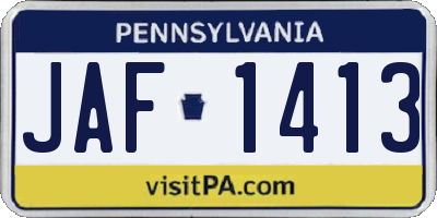 PA license plate JAF1413