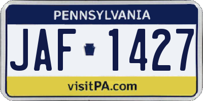 PA license plate JAF1427