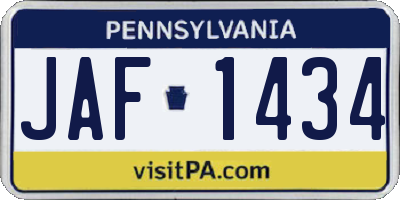 PA license plate JAF1434