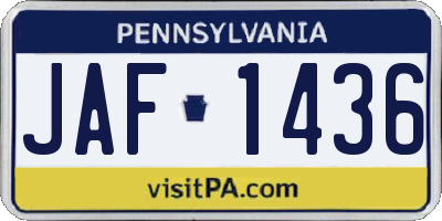 PA license plate JAF1436