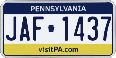 PA license plate JAF1437