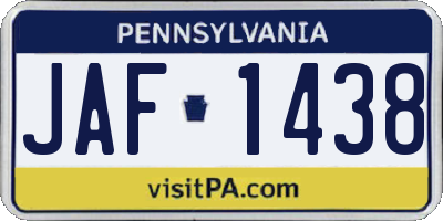 PA license plate JAF1438