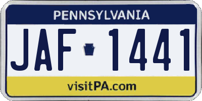 PA license plate JAF1441
