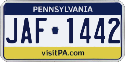 PA license plate JAF1442