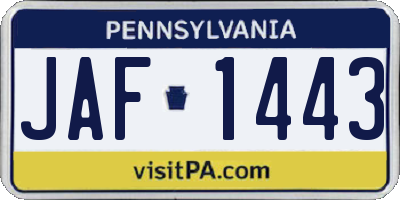 PA license plate JAF1443