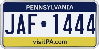 PA license plate JAF1444