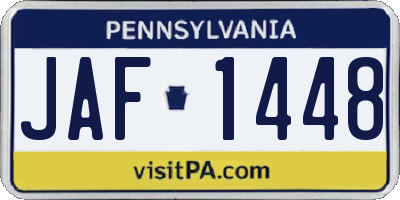 PA license plate JAF1448