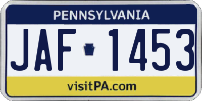 PA license plate JAF1453