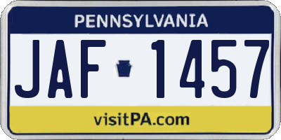 PA license plate JAF1457