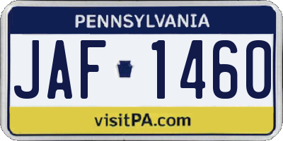 PA license plate JAF1460