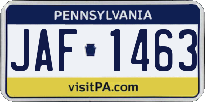 PA license plate JAF1463