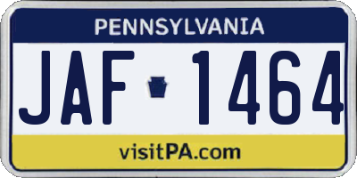 PA license plate JAF1464