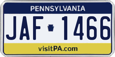 PA license plate JAF1466
