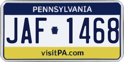 PA license plate JAF1468