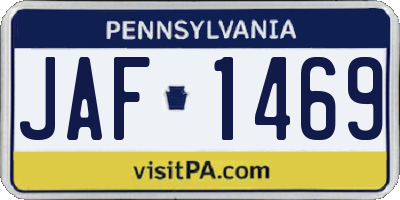 PA license plate JAF1469