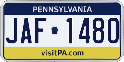 PA license plate JAF1480