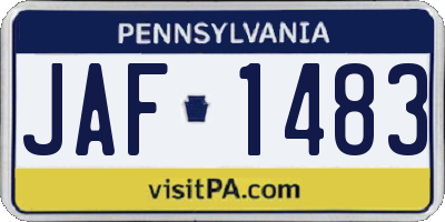PA license plate JAF1483