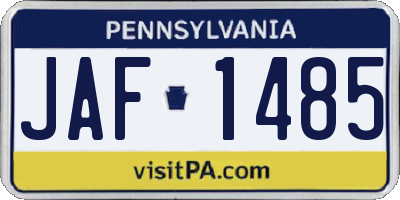 PA license plate JAF1485