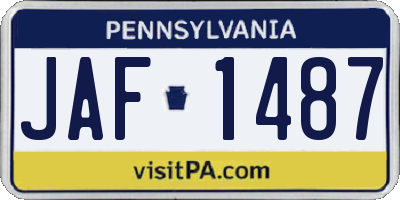 PA license plate JAF1487