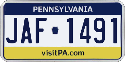 PA license plate JAF1491