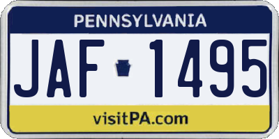 PA license plate JAF1495