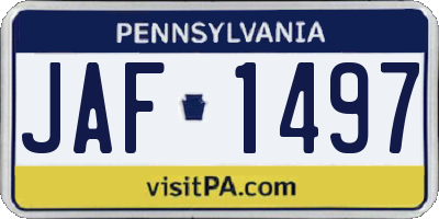 PA license plate JAF1497
