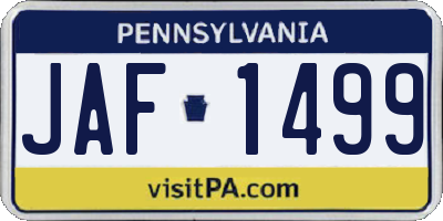 PA license plate JAF1499