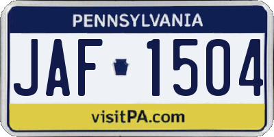 PA license plate JAF1504