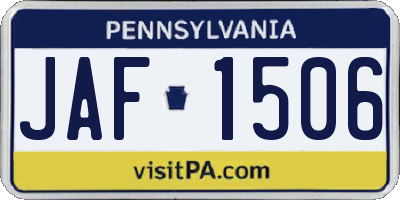PA license plate JAF1506