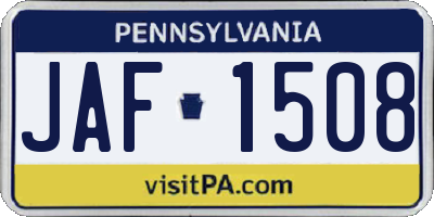 PA license plate JAF1508