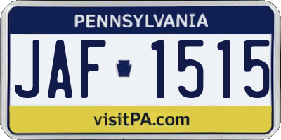 PA license plate JAF1515