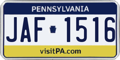 PA license plate JAF1516