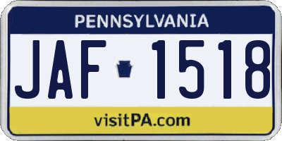 PA license plate JAF1518